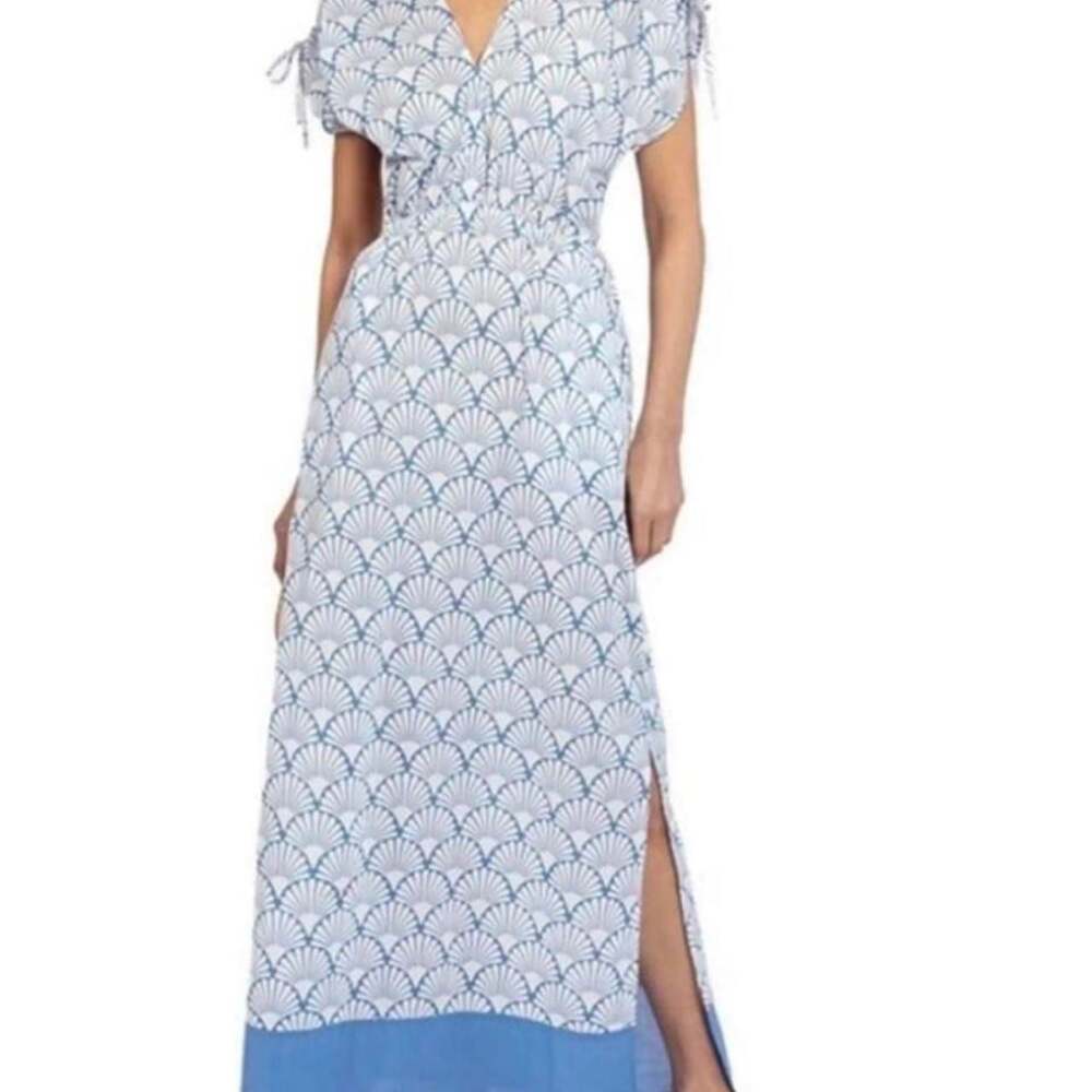 J.McLaughlin Blue and White Shell Print Maxi Dress Size M NWT